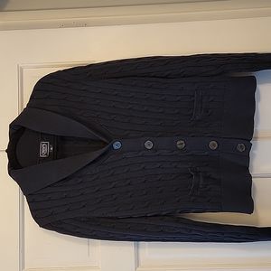 Dark blue cable knit button up cardigan size XL